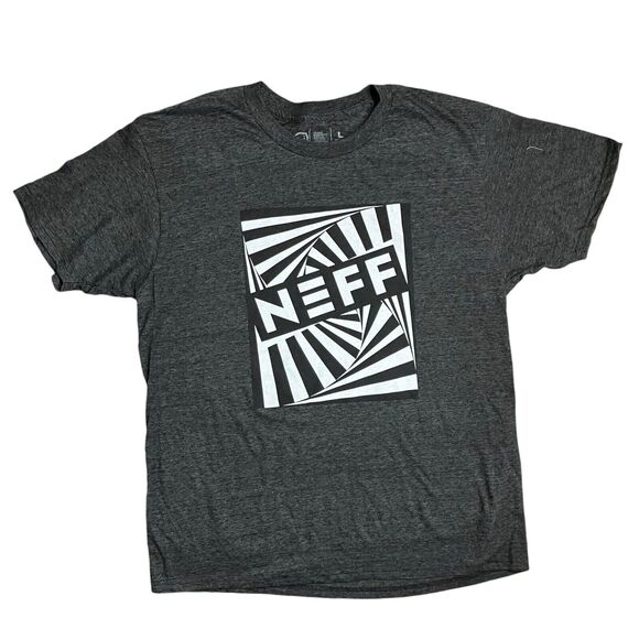NEFF T-Shirt Men’s L Grey Logo Spellout Cotton Short Sleeve Trippy Charcoal - Picture 7 of 7